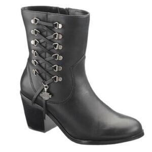 Harley Davidson Alanis Leather Motorcycle Boot Black US 6.5